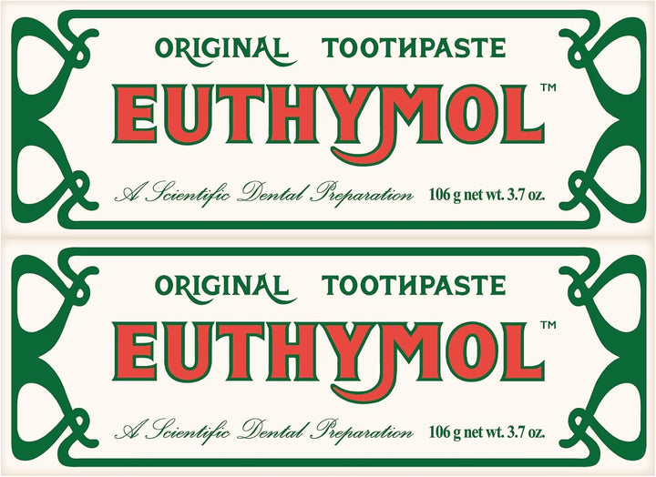 EUTHYMOL Pasta de dientes rosa original (3.7 onzas líquidas x 2 uni...