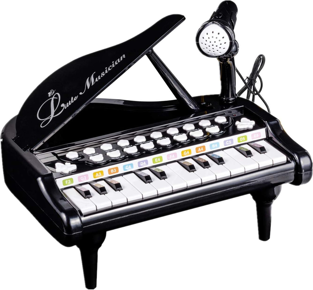 Piano de juguete de 24 teclas para niños, instrumento musical elctrónico educativo con micrófono
