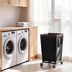 StorageWorks Cesta de lavandería con ruedas, cesta negra enrollable de 160L