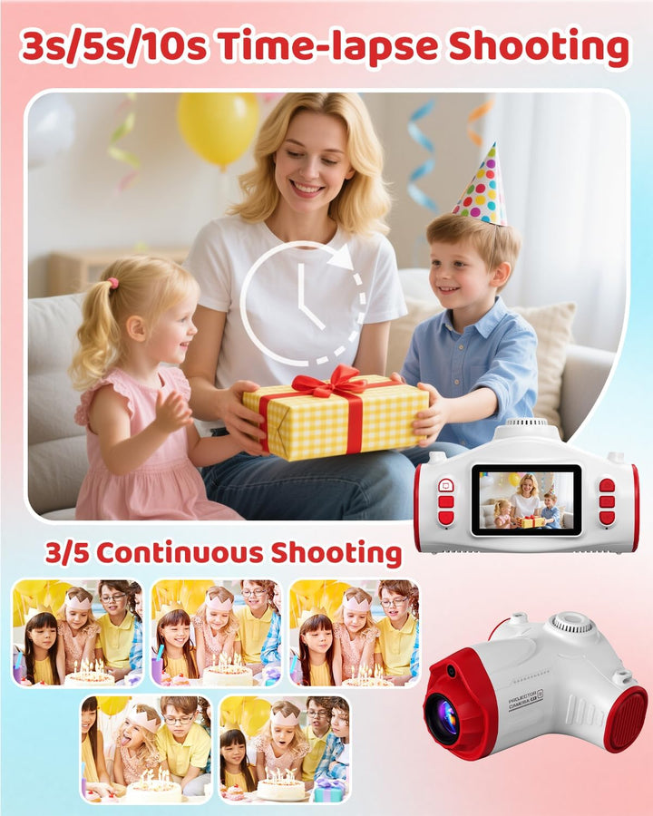 Cámara para niños con proyector, videocámara de video digital 1080P...