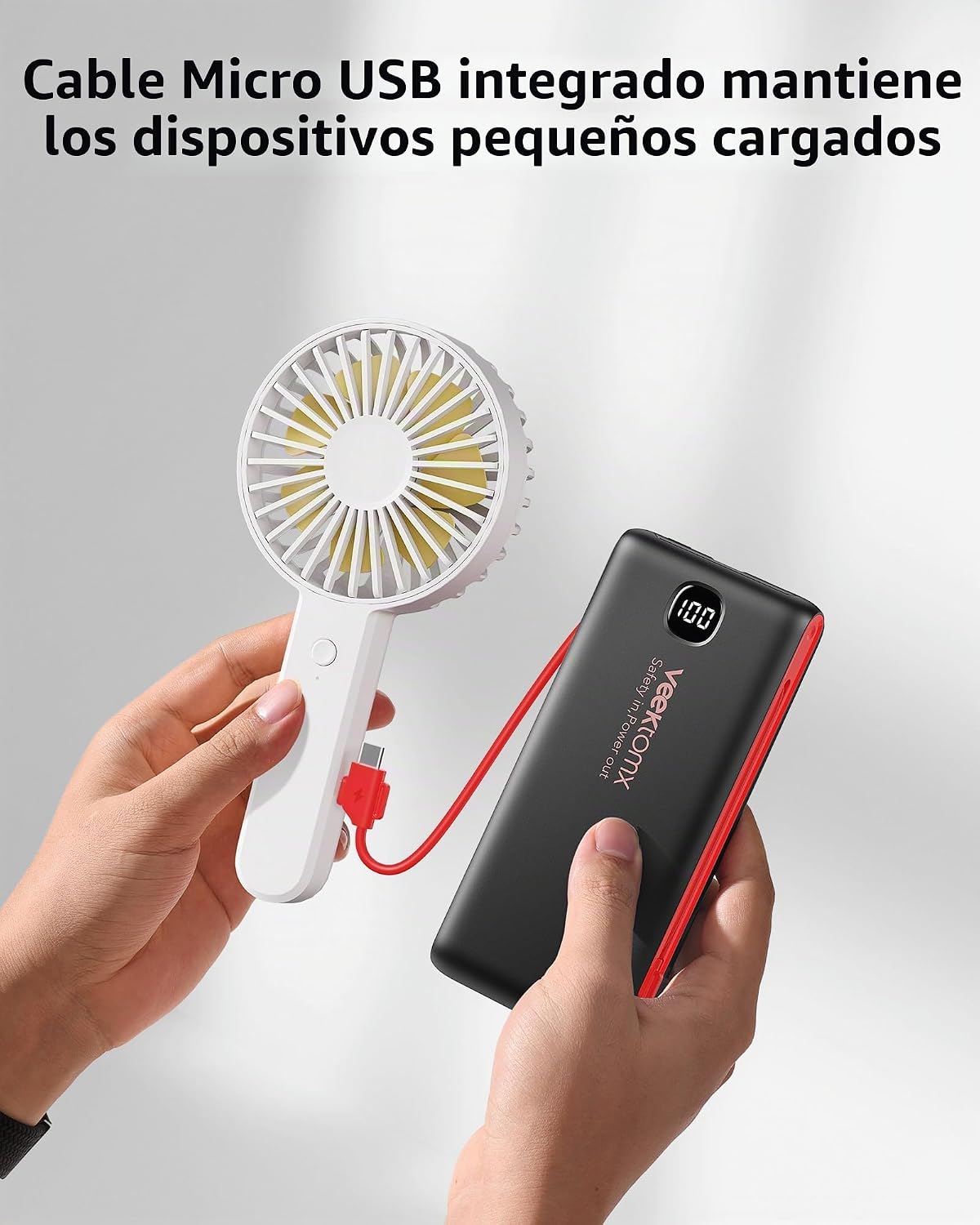 Cargador portátil de batería con cables integrados y enchufe de par...
