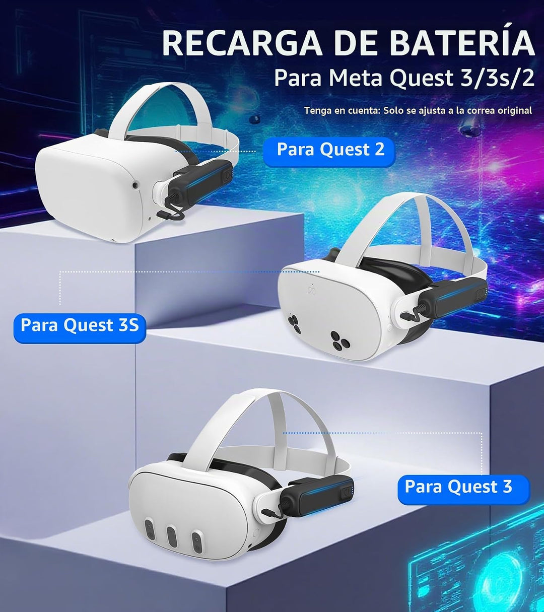 MS.CLEO Paquete de baterías para Meta\/Oculus Quest 3s\/3\/2, 5000m...