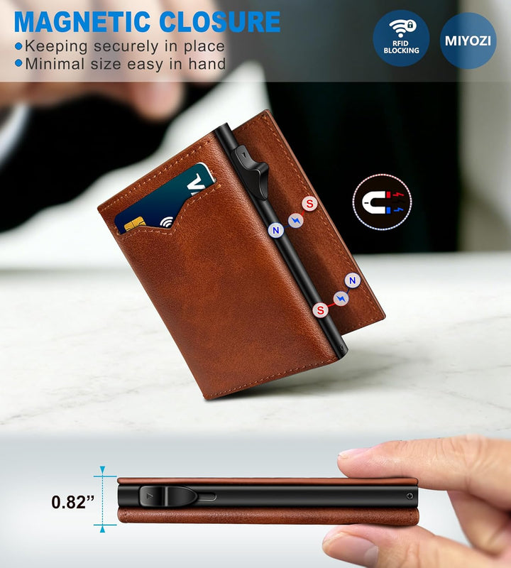 miyozi Cartera para Hombres, con Bolsillo para Efectivo, 2 Ventanas...