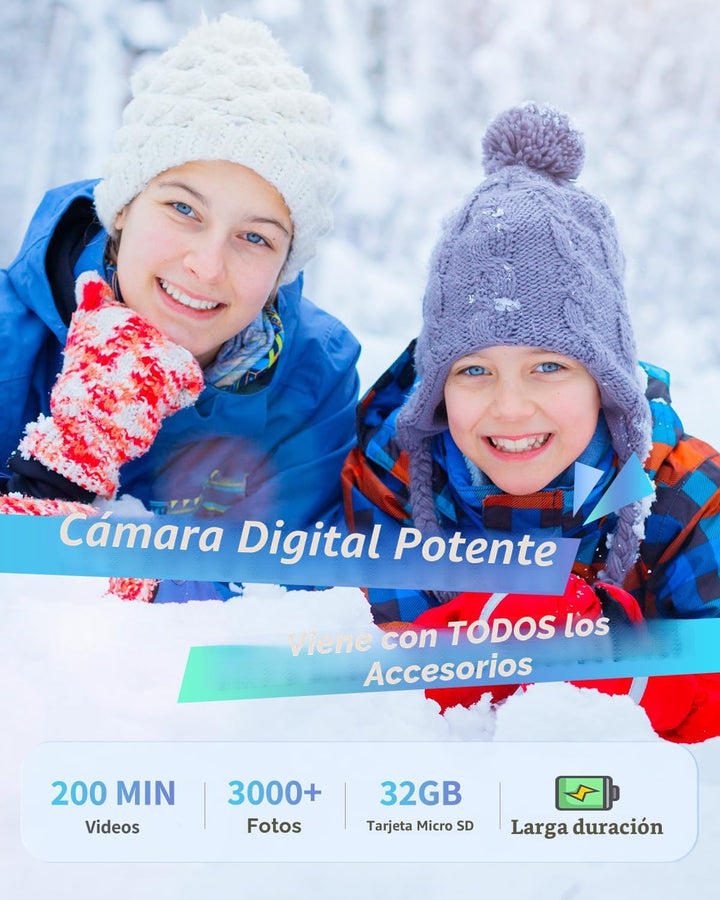 Cámara digital FHD 1080P para niños con zoom de 16X, tarjeta antivi...