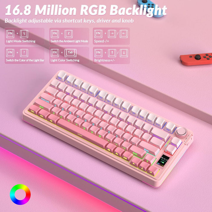 AULA Teclado Mecánico Inalámbrico S75 PRO con Pantalla y Perilla, T...