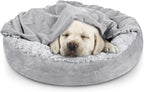 JOEJOY Cama pequeña para perros y gatos con manta con capucha, acogedora cama de lujo para cachorros y mascotas, redonda en forma de dona, calmante y antiansiedad, cama cueva para perros, parte