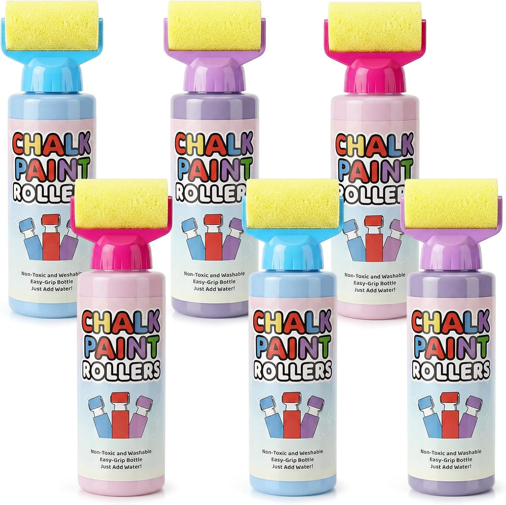 Juego de 6 tizas de rodillo para acera, color rosa, azul, morado