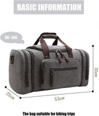 Bolsa de viaje para hombre, bolsa de fitness de mano, senderismo y viaje de negocios, lona de gran capacidad, Gris, Estilo retro europeo y americano