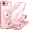 Miracase - Funda para iPhone 17e y iPhone 16e, teléfono de cuerpo completo con protector de pantalla de vidrio integrado, [magnético con MagSafe] funda militar a prueba de caídas 17 E/16 E, color rosa