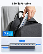 Yottamaster, hub USB 3.0 de 7 puertos, con puerto de carga inteligente, adaptador 5V/3A