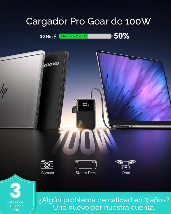 INIU 100W Power Bank, Cargador Portátil de Tamaño Mini 25000mAh de...