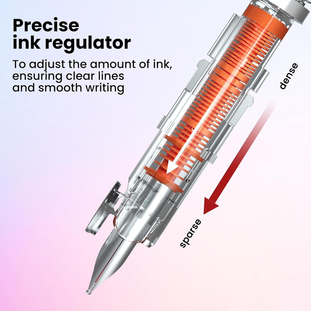 WRITECH Juego de pluma estilográfica retráctil: plumas de tinta negra con plumín fino Incluye 5 cartuchos de tinta, escritura suave para bocetos, diarios, caligrafía, regalo (negro)