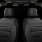 CAR PASS Fundas de asiento de automóvil de piel sintética solo para asientos delanteros, fundas de asiento de automóvil con soporte de espuma 3D, ajuste universal para camiones, furgonetas, SUV
