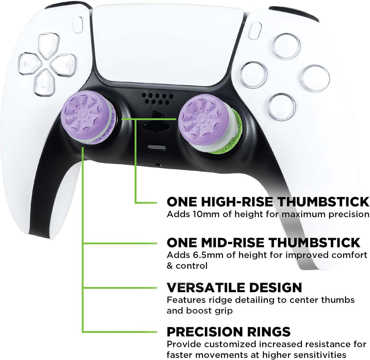 KontrolFreek Kit de Aumento de Mira para Controlador de PlayStation 5 (PS5) y PlayStation 4 (PS4) | Incluye Palancas de Pulgar de Rendimiento y Anillos de Precisión | Edición Galaxy