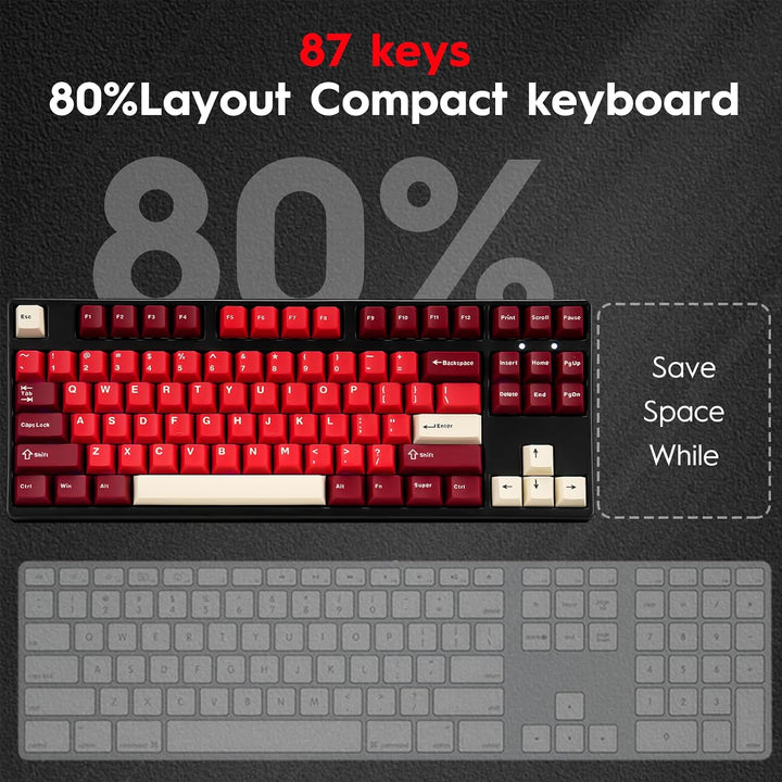 LAGWKX Teclado mecánico inalámbrico, Bluetooth\/2.4G\/USB-C, retroi...