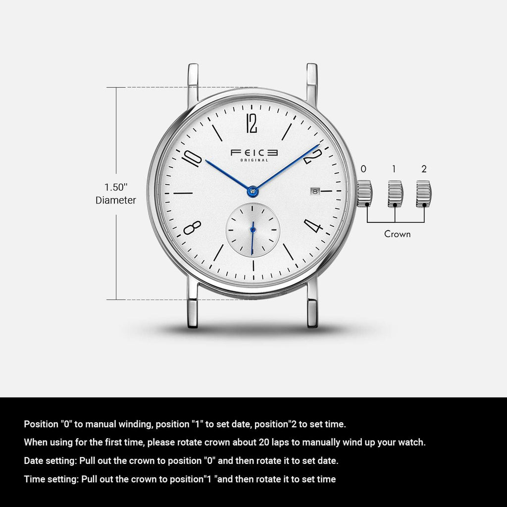 FEICE Relojes para hombre Bauhaus Design Reloj automático impermeable cristal de zafiro analógico relojes mecánicos para hombres mujeres unisex -FM201, Negro_d, Mecánico, reloj automático