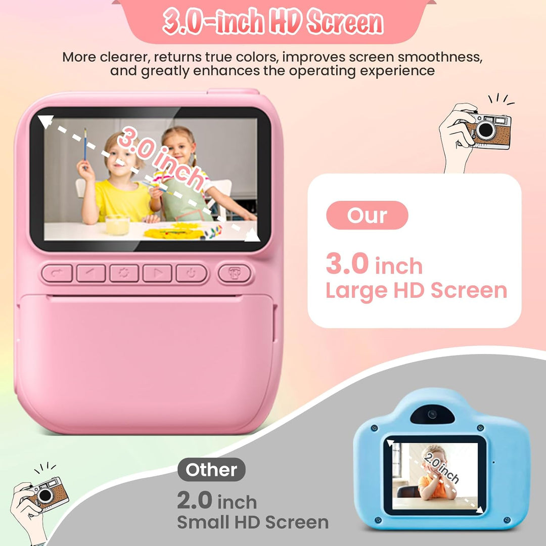Cámara de impresión instantánea para niños, 3.0" HD 32MP, cámar...