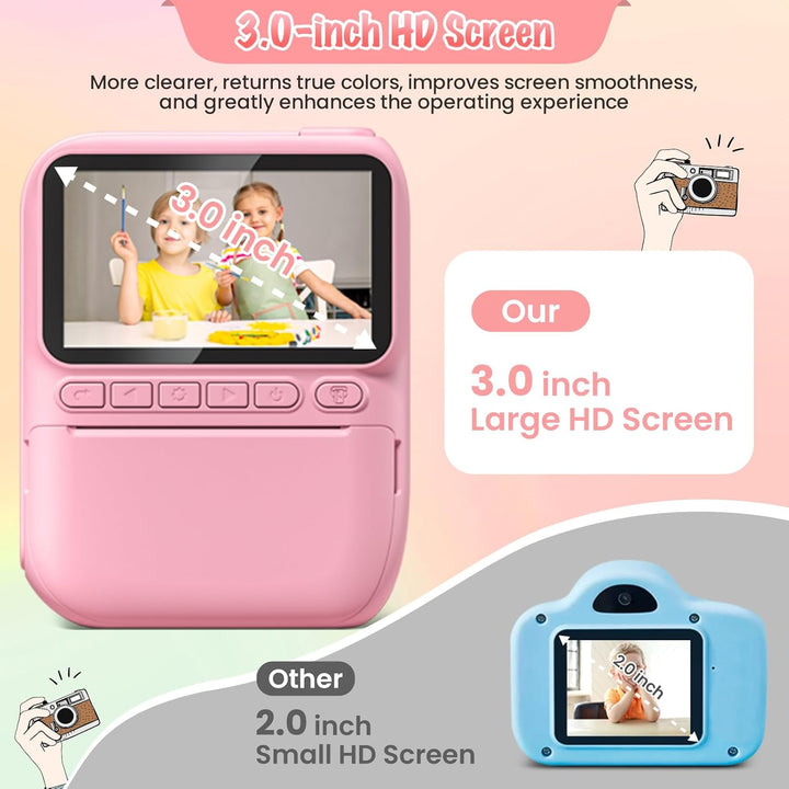 Cámara de impresión instantánea para niños, 3.0" HD 32MP, cámar...