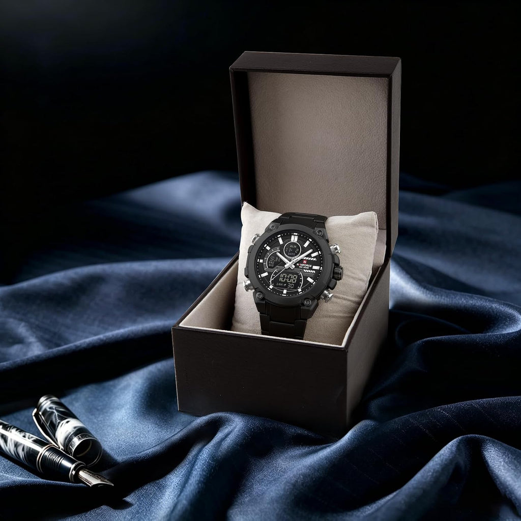 NAVIFORCE Relojes digitales multifunción, reloj analógico impermeable 3ATM para hombres, reloj de pulsera de lujo luminoso, regalo