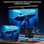 Estación de acoplamiento USB C para laptop con soporte de cargador MagSafe, adaptador multipuerto USB C Hub 9 en 1 con HDMI 4K, Ethernet de 1 Gbps, 3 USB 3.0, SD/TF, compatible con MacBook/Dell/HP