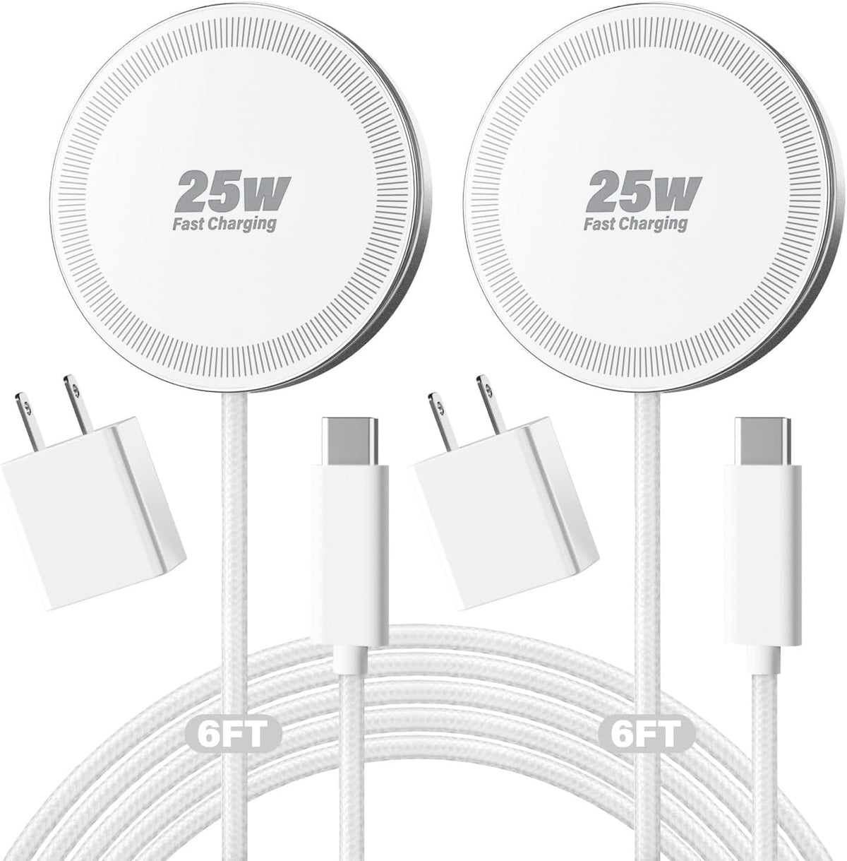 Cargador inalámbrico magnético de 25 W, almohadilla de carga rápida de 6 pies, carga inalámbrica para iPhone 17 16/AirPods3/2/Pro/para Galaxy S26 Ultra/Pixel 10 Series, cargador portátil para