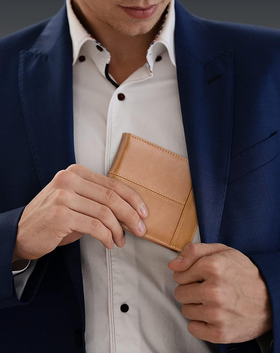 Cartera de cuero auténtico, RFID, 16 ranuras para tarjetas, plegabl...