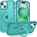 Carcasa para iPhone 15 con soporte magnético, color cian oscuro