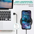 Funda de carga inalámbrica para iPhone 16, 10000mAh de alta capacidad, portátil, recargable, funda protectora de batería extendida, carga inalámbrica Qi con iPhone 16 (6.1 pulgadas) Funda de cargador de batería extendida (negro)
