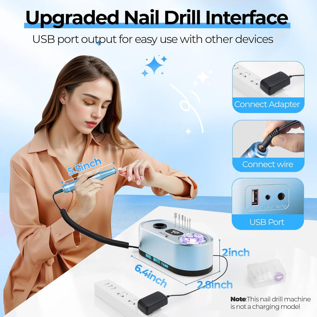 JOSGLOI Taladro de uñas eléctrico profesional: Kit de lima de uñas...