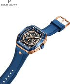 Paras Crown Relojes para Hombre Tonneau 5ATM Resistente al Agua Cuarzo Cronógrafo Analógico Reloj de Pulsera de Lujo para Hombre Caja de Acero Inoxidable Relojes de Hombre