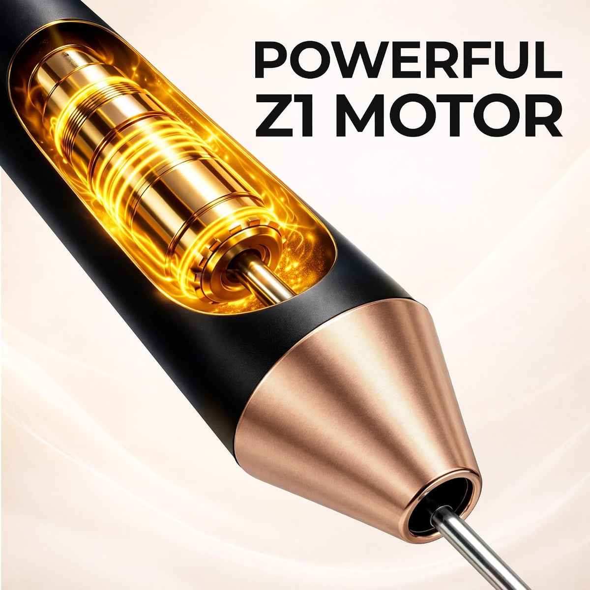 Zulay Kitchen Espumador de leche recargable de mano, varita espumadora, mezclador de bebidas, espumador eléctrico, para capuchinos, matcha y proteína en polvo, batidor Ultra Metal 4, cobre negro de