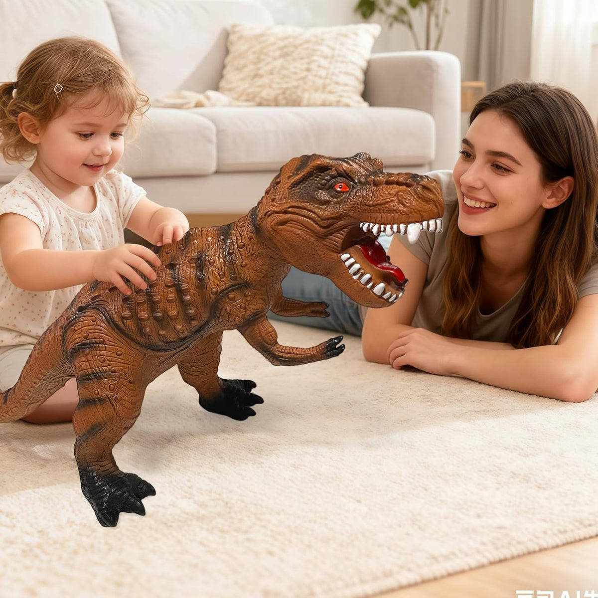 Gzsbaby Juguetes de dinosaurios grandes para niños pequeños, figuras de dinosaurio de tiranosaurio Rex de 28 pulgadas, juguetes de dinosaurio realistas jumbo para niños y niñas, regalo para niños de 1, 2, 3, 4, 5, 6, 7, 8 años (marrón)