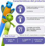 TalkTools Jiggler - Herramienta motora oral para niños, masajeador facial oral, conciencia sensorial para mandíbula y labios, vibración calmante para habla y alimentación, dragón y rana, juego de 2