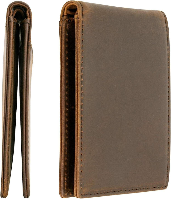 STAY FINE - Billetera minimalista para hombres de cuero RFID plegab...