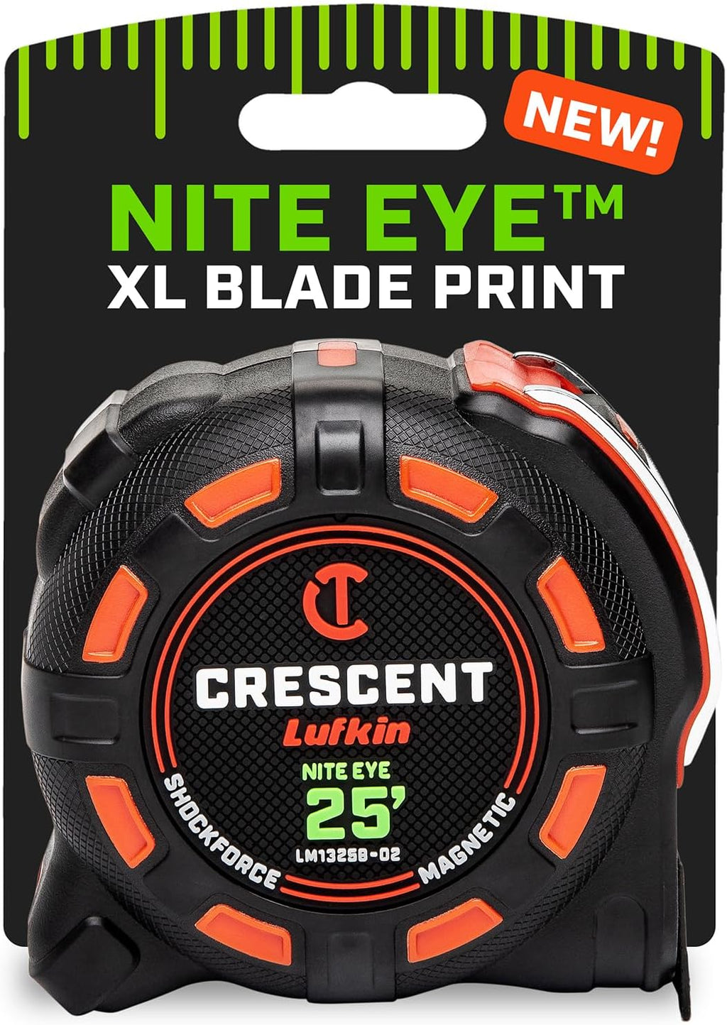 Cinta métrica Crescent Lufkin de 25 pies SHOCKFORCE NITE EYE magnética | LM1325B-02