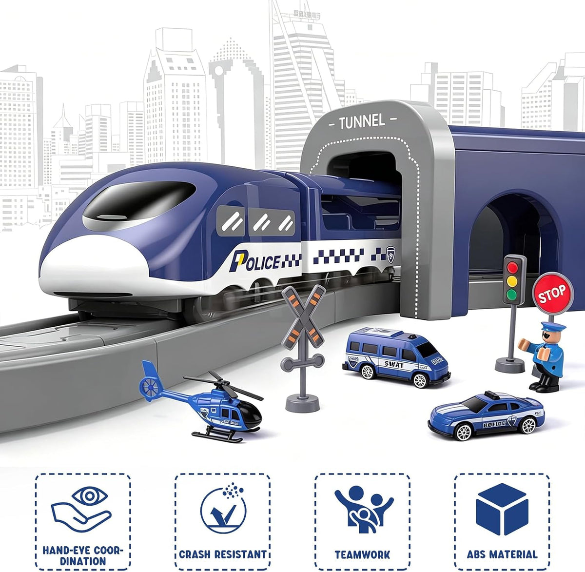 Juego de tren para niños, 92 piezas de juguetes de tren para niños