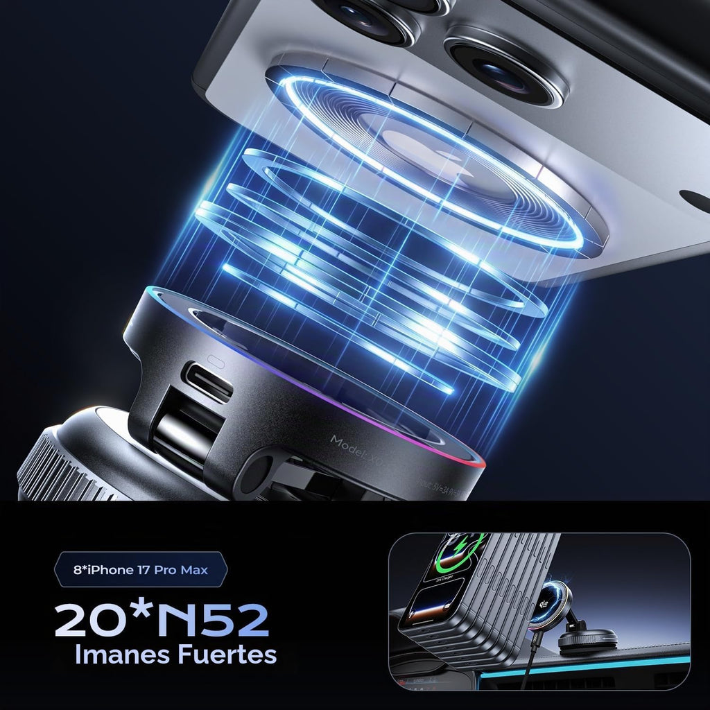 Cargador magnético para coche, soporte de carga inalámbrico rápido de 25 W