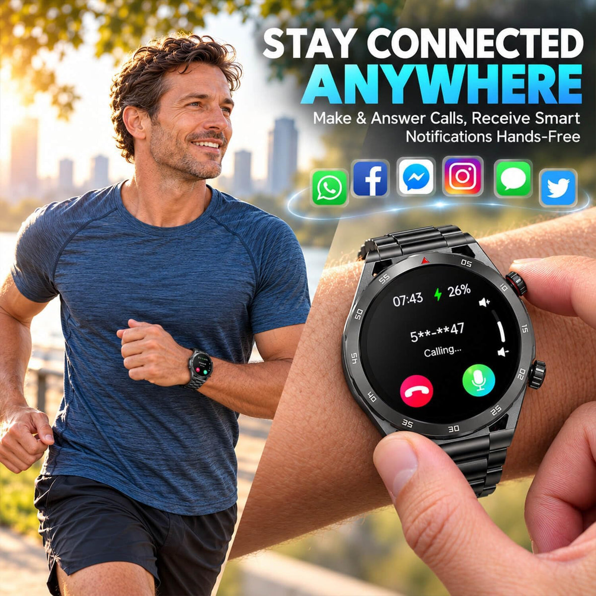 Reloj inteligente, pantalla AMOLED Bluetooth Llamadas Fitness