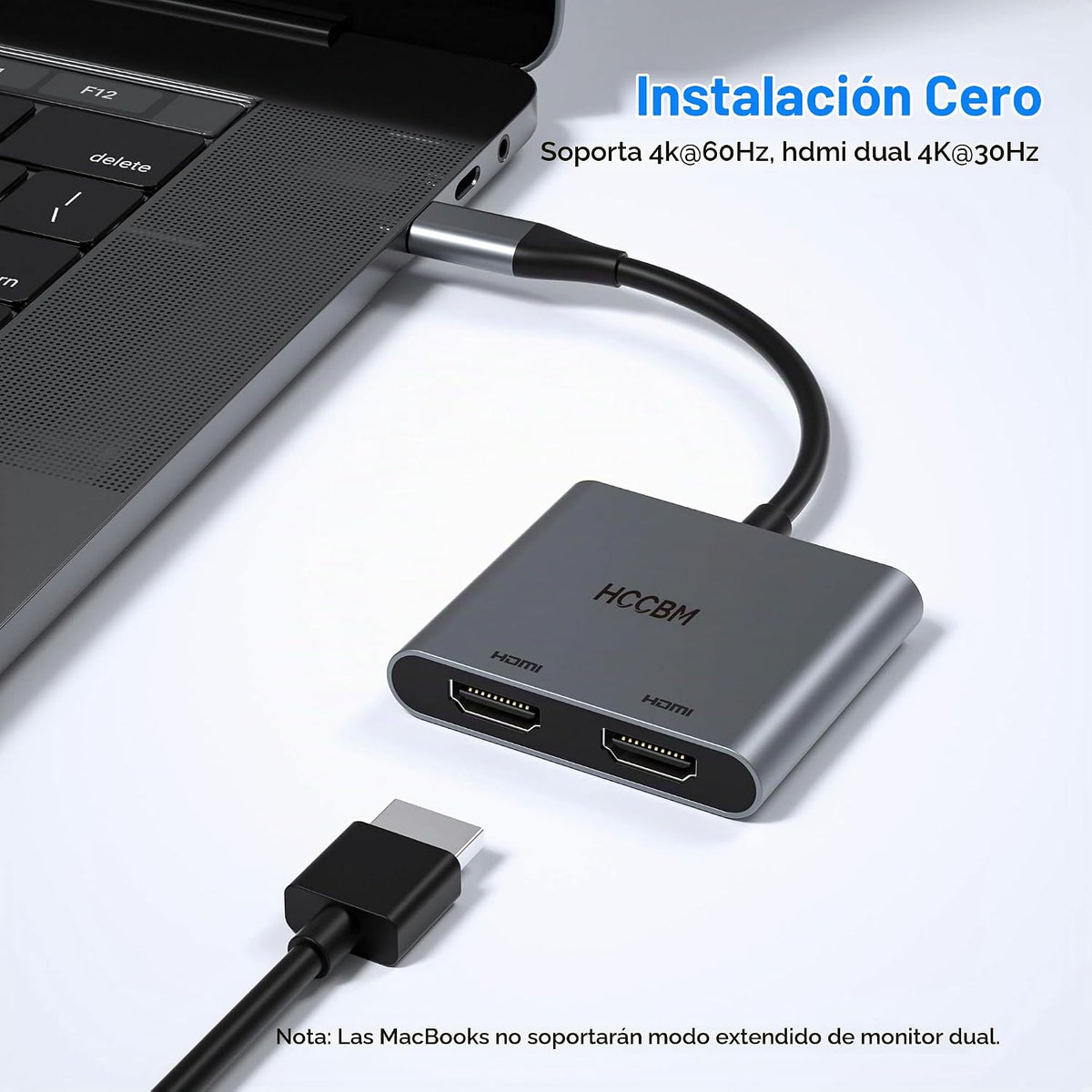 Adaptador USB C a HDMI dual, adaptador de monitores duales USB C Hub con 2