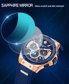 Paras Crown Relojes para Hombre Lujo Movimiento Japonés de Cuarzo Cronógrafo Analógico Caja de Acero Inoxidible Resistente al Agua 5ATM Relojes para Hombre