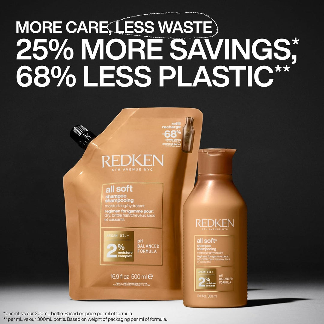 Redken All Soft Shampoo - Hidrata y nutre el cabello seco y quebrad...
