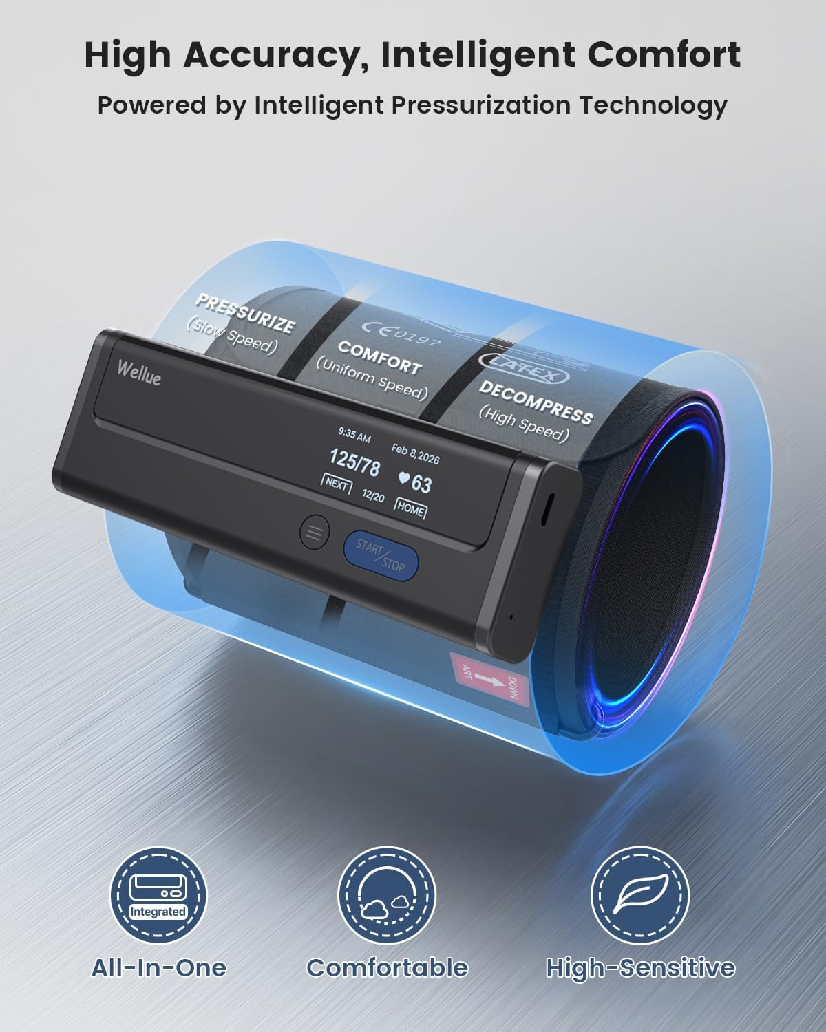 Wellue Monitor de presión arterial de BP2A Bluetooth, uso en el hogar de la