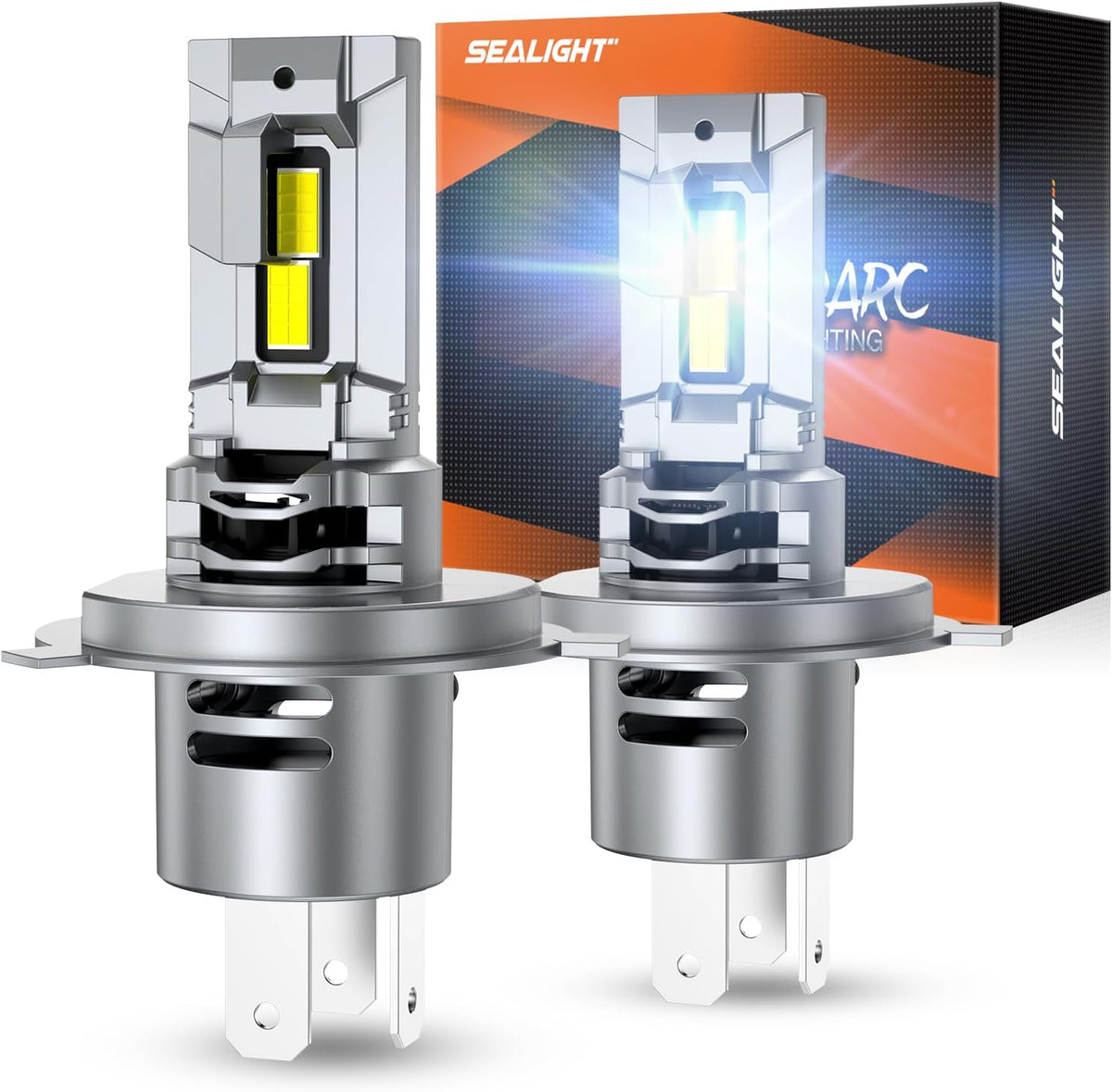 SEALIGHT Bombilla H4 80,000 lúmenes, 1500% más brillante, 6500 K blanco frío con ventilador de enfriamiento de 25000 RPM, 65 W de alta potencia sin errores, bombillas LED antiniebla H4/9003 para