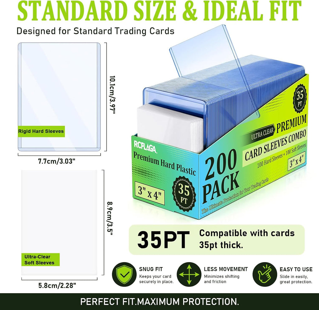 4000 Fundas Duras de Plástico D/ 3" x 4" RCPLAGA Porta-Tarjetas de Coleccionables, 35PT