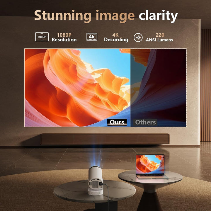 Trunera Mini proyector inteligente con WiFi 6 y Bluetooth 5.0, comp...
