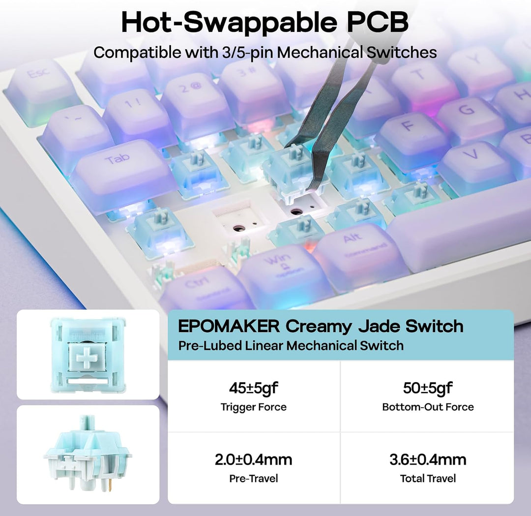 EPOMAKER Teclado inalámbrico G84 PRO para juegos con pantalla y per...