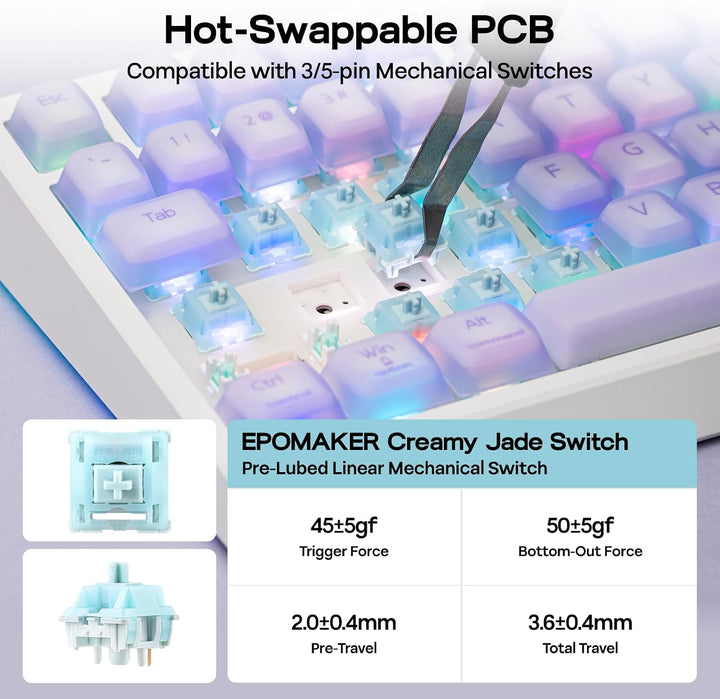 EPOMAKER Teclado inalámbrico G84 PRO para juegos con pantalla y per...