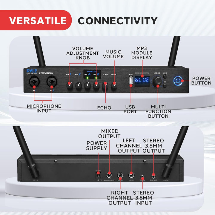 Sistema de micrófono inalámbrico digital Pyle con Bluetooth - Inclu...