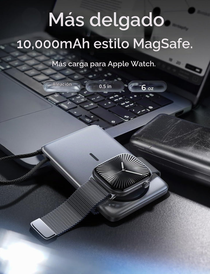 LISEN Banco de energía MagSafe ultra delgado de 0.5 pulgadas para i...