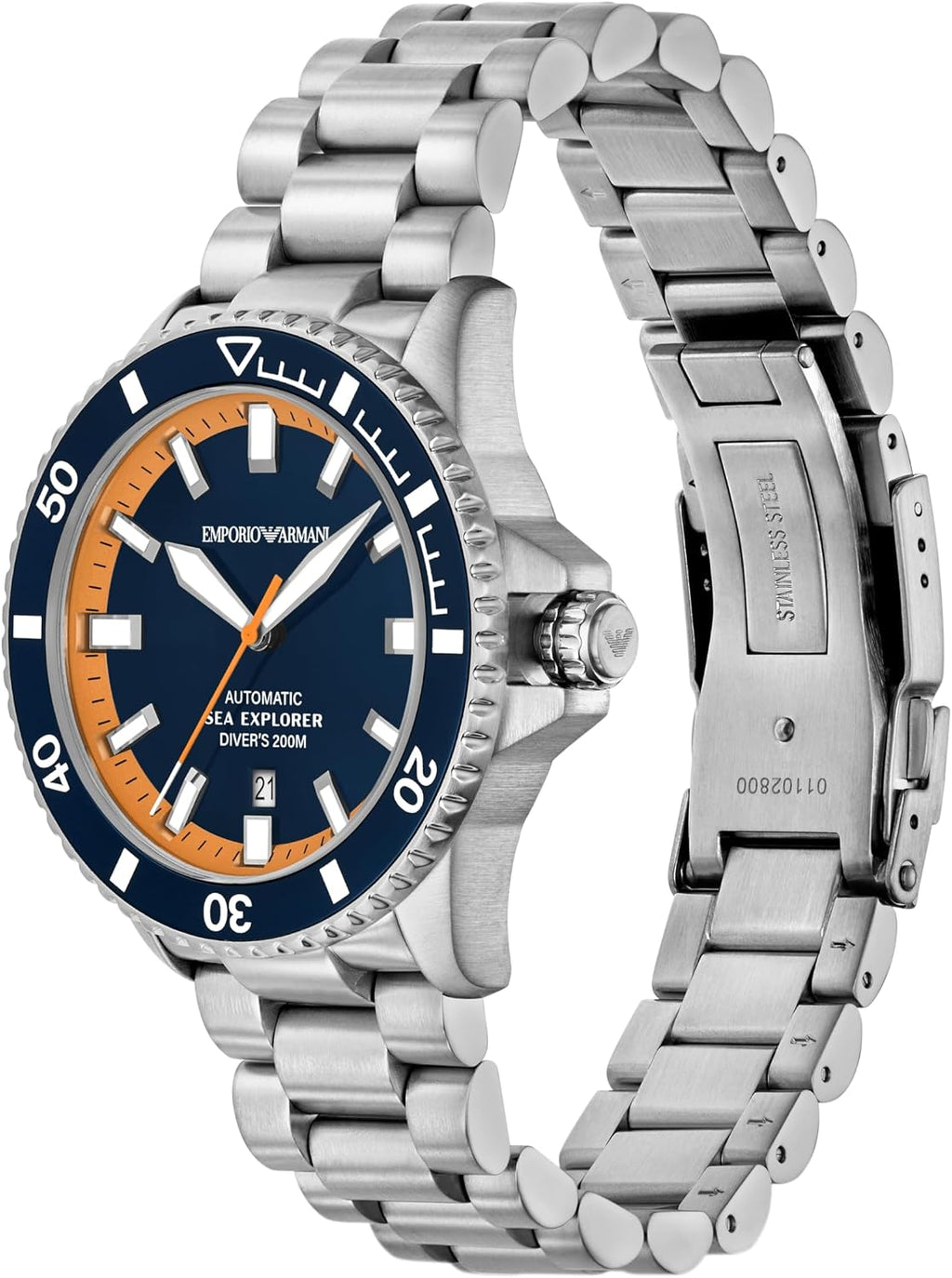 Emporio Armani Reloj Sea Explorer automático de acero inoxidable para hombre (Modelo: AR60090)